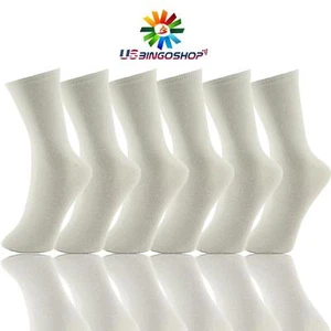 3 6 12 Paar neue weiße Crew-Baumwollsocken Damen Mädchen Schule Freizeit Größe 9-11 - Bild 1 von 7