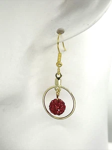 Stunning Red Pave Crystal Beaded Hoop Earrings Happy Holidays, Merry Christmas! - Picture 1 of 5
