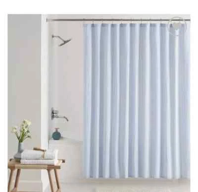 Mainstays Cortina de Ducha Cambray Rayas Azul Claro Blanco Tela INDIA 72" X 72" Foto 1 de 3