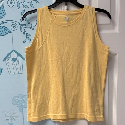 Camiseta sin mangas Russell Athletic para mujer amarilla brillante 100 % algodón ¡Talla M! Foto 1 de 4