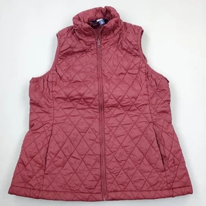 Lands End Weste Damen Medium rot Daunen Stepp Puffer Mantel durchgehender Reißverschluss Taschen - Bild 1 von 11