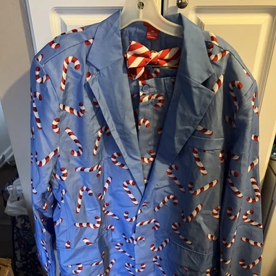 December 25th Men's Holiday Candy Cane Party 3-Piece Suit Set w/ Tie (XL) - NEW! - Image 1 of 4
