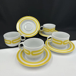 Mikasa Tangent Yellow L9121 Set Of (4) Cups & Saucers By Bob Van Allen - Picture 1 of 21