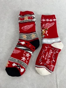 Detroit Red Wings Men's Ugly Christmas Sweater Crew Medium Socks 2 Pairs - Picture 1 of 2