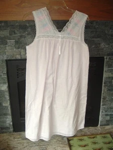 Camisón camisón vintage LORRAINE HECHO EN EE. UU. algodón encaje talla M - Imagen 1 de 4