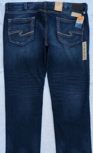 NUEVO CON ETIQUETAS $119 JEANS PLATEADOS EDDIE Para Hombres Calce Relajado Recto Azul Índigo Denim Talla 48x32 - Imagen 1 de 14