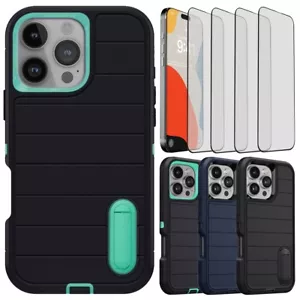 For iPhone 16 Pro Max/16 Pro/16+/16 Heavy Duty Stand Case Cover Screen Protector - Picture 1 of 32