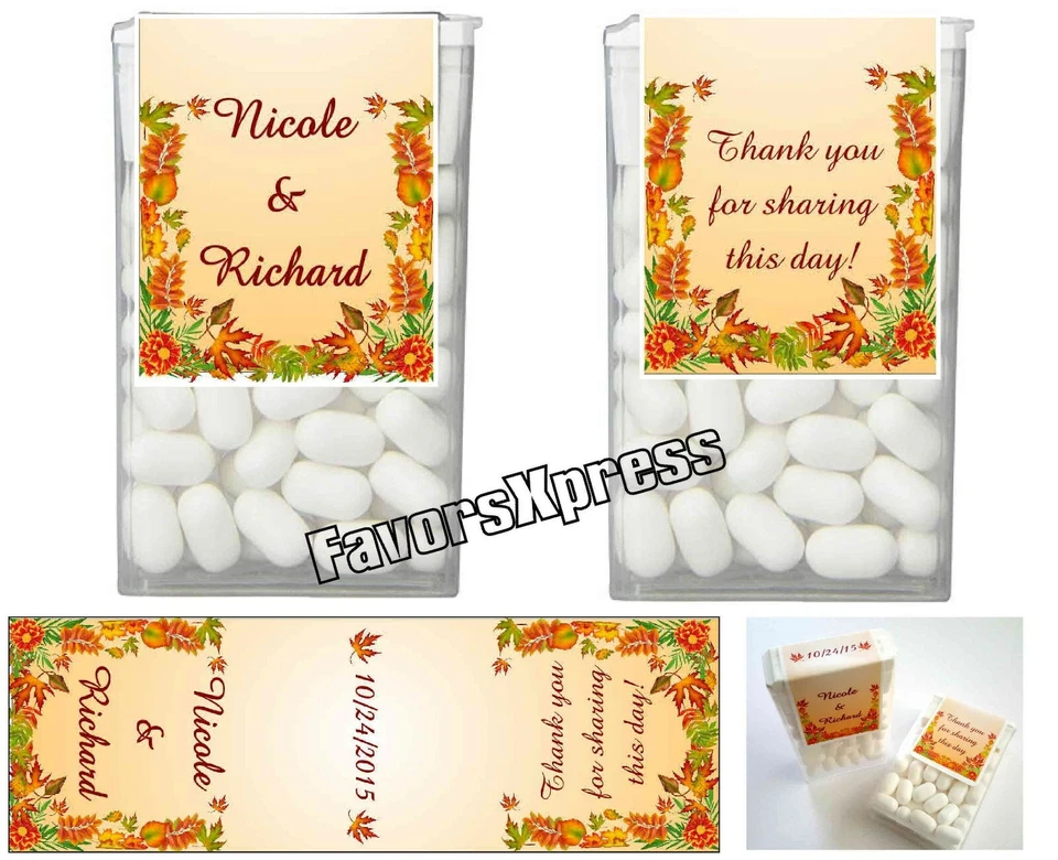 FALL AUTUMN WEDDING FAVORS TIC TAC LABELS MAPLE LEAVES - Image 1 of 1