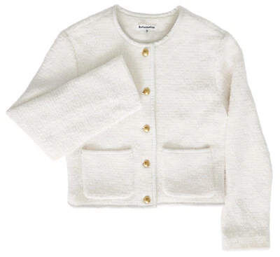 Chaqueta corta para mujer Reformation Dale mezcla de lana en crema talla XS Foto 1 de 4