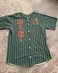 Vintage 90s Miami Hurricanes Baseball Pinstripe Jersey Size XL USA - Picture 1 of 10