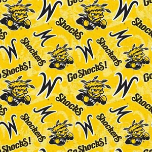 Wichita State WSU Shockers Cotton Fabric Tone on Tone Print-By the Yard - Picture 1 of 1