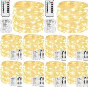10 Pack 33FT 100 LED Fairy Lights Battery Operated Fairy Lights with Remote and - Picture 1 of 7