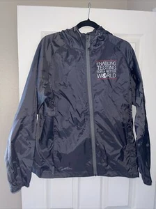 EDDIE BAUER PACKABLE WIND JACKET L Black Hooded Zip Lightweight ThermoFisher - Picture 1 of 8