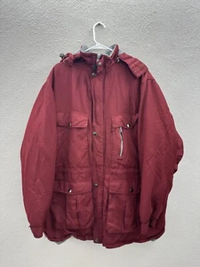 Boulder Creek Mens Jacket Size 2XL Tall Burgandy Fleece Lined Zip Up Parka - Picture 1 of 12