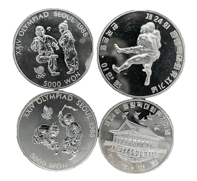 1983-1988 Seoul Olympics lot of 4 Silver Coin  5000-10000-20000 Won South Korea - Image 1 of 4