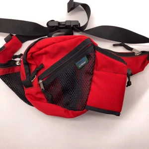 LL Bean Clásico Rojo Negro Senderismo Viaje Cintura Paquete Portabotellas de Agua - Imagen 1 de 6