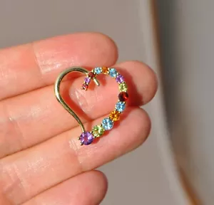10K MASSIVER GOLD NATÜRLICHER EDELSTEIN HERZ ANHÄNGER - AMETHYST PERIDOT TOPAS GRANAT - Bild 1 von 5