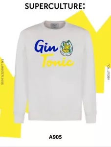 SUPERCULTURE Felpa girocollo felpata GIN TONIC Bianca/Blu/giallo - Foto 1 di 2