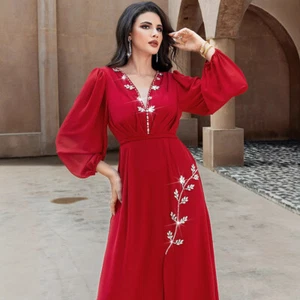Evening Abaya Long Dress Women Muslim Turkey Islamic Kaftan Dubai Robes Dresses - Picture 1 of 13