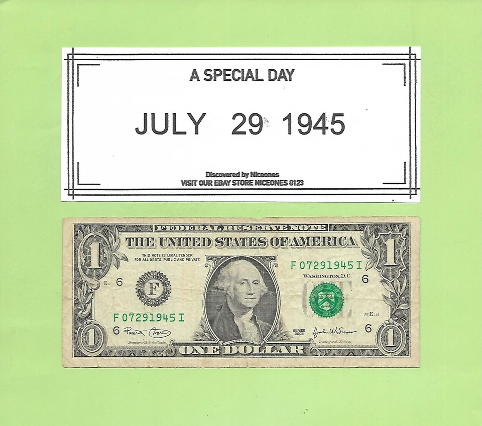 JULY 29, 1945 .. 2003  $1  F 0729 1945 I ....BIRTHDAY NOTE ....   07-29-1945 - Image 1 of 1