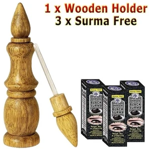 Herbal Surma Eyeliner Lead Free Kohl Kajal Makeup Antique Handmade Wooden Bottle - Picture 1 of 11