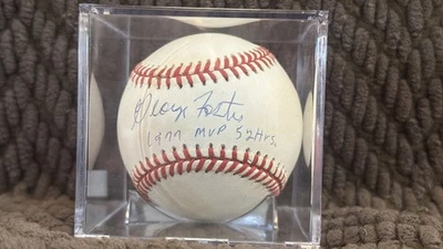 George Foster Reds 1977 MVP 52 HRs Inscription Auto Signed Ball NA - Image 1 of 4