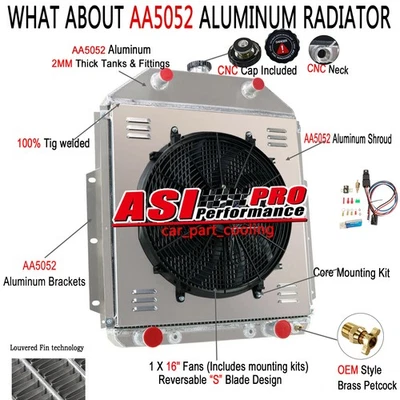 4Row Radiator Shroud Fan Relay For 1942-52 Ford F1 F2 F3 Trucks Flathead Config Foto 1 de 4