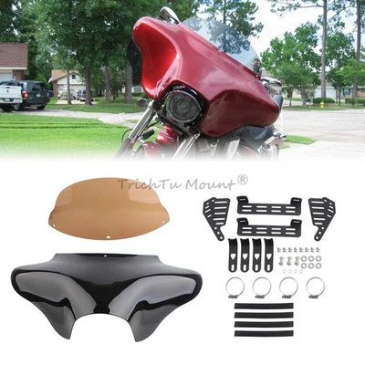 Carenado exterior delantero negro brillante + parabrisas para Harley Touring Road King Foto 1 de 4