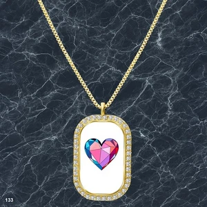 Amazing Colorful Hearts Pendant Necklace Graphic Design Fashionable Gold Tone Fi - Picture 1 of 4