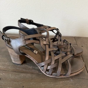 ALBERTO FERMANI Colo Milit T-StrapBlock Heeled Sandals Women’s Size 38/ US 6.5 - Picture 1 of 12