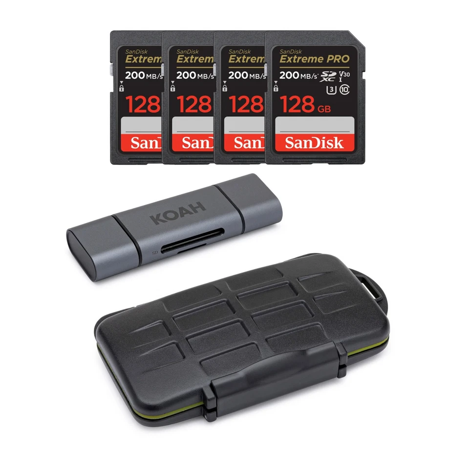 SanDisk 128GB Extreme PRO 200 MB/s UHS-I SDXC Memory Card Case Bundle FAST - Image 1 of 4