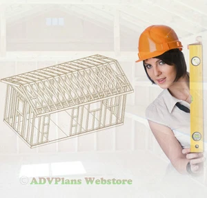 10X20 GABLE ROOF,  BACKYARD WOOD SHED PLANS, CAD DESIGN STEP BY STEP WOOD PLANS - Picture 1 of 1