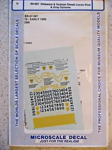 Microscale Decal N 60-587 Delaware & Hudson Diesel Locos Blue & Gray Scheme - Picture 1 of 1