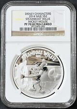 2014 Niue $2 Disney Steamboat Willie Mickey Mouse Silver Proof Coin NGC PF70 UC 