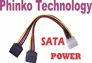BRAND NEW 4 Pin IDE Molex to 2 SATA Power Cable Splitter Adapter - Picture 1 of 1