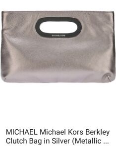 Michael Kors  silver metallic Berkley Clutch