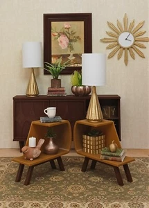 2 brown SIDE end TABLES living room DIORAMA doll FURNITURE 1/6 scale for BARBIE - Picture 1 of 5
