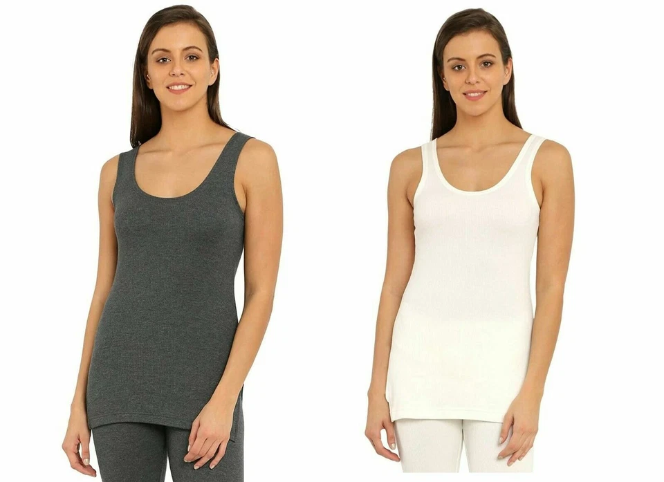 Camisola térmica de algodón para mujer Jockey blanco y gris talla S,M,L,XL paquete de 2 Foto 1 de 4