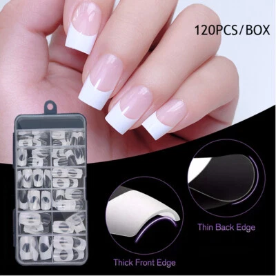 120 PCS Square Pointy Stiletto Nail Extension French Fake Nail Full Cover DIY  ∂ - Image 1 of 4