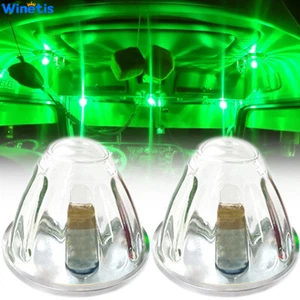 Pack of 2 Clear Glass Lens Watermelon 1 Wire 1156 Green Marker Turn Signal Light - Picture 1 of 10