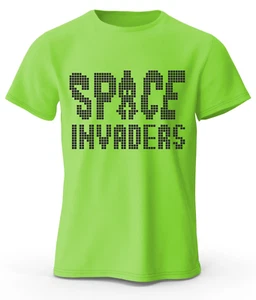 T-SHIRT SPACE INVADERS GAME ARCADE MAGLIETTA VIDEOGIOCHI ALIENO - Picture 1 of 2