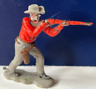 BRITAINS Cowboy Gewehrschütze stehend grau rot 1970er sh. Bilder WILD WEST
