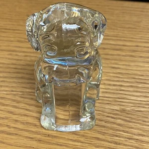 Vintage Clear GLASS Sitting Dog/Puppy Hollow Puppy Dog Statue Figurine CRACKED - Picture 1 of 8