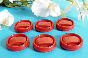 146C/ Superb Gros Boutons " Cardinale " Rouge Lot De 6 Boutons Ép. Art Deco - Picture 1 of 4