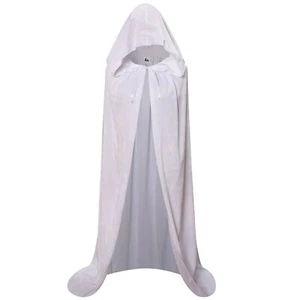 Unisex Hooded Cloak Long Velvet Cape for Halloween & Christmas Cosplay - Picture 1 of 7