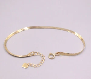 18K Yellow Gold Bracelet Women Flat Snake Link 6.5inch Length Adjust - Picture 1 of 6
