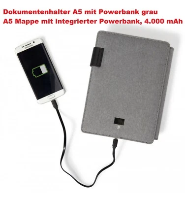 Tagungsmappe A5 Mappe mit integrierter Powerbank, 4.000 mAh A5  Schreibmappe - Bild 1 von 4