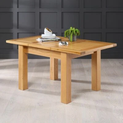 Solid Oak Small Extension Dining Table Seats 4 to 6 - UK38 - Image 1 of 4