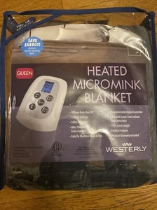 WESTERLY QUEEN SIZE GREY MICROMINK ELECTRIC HEATED BLANKET - Picture 1 of 6