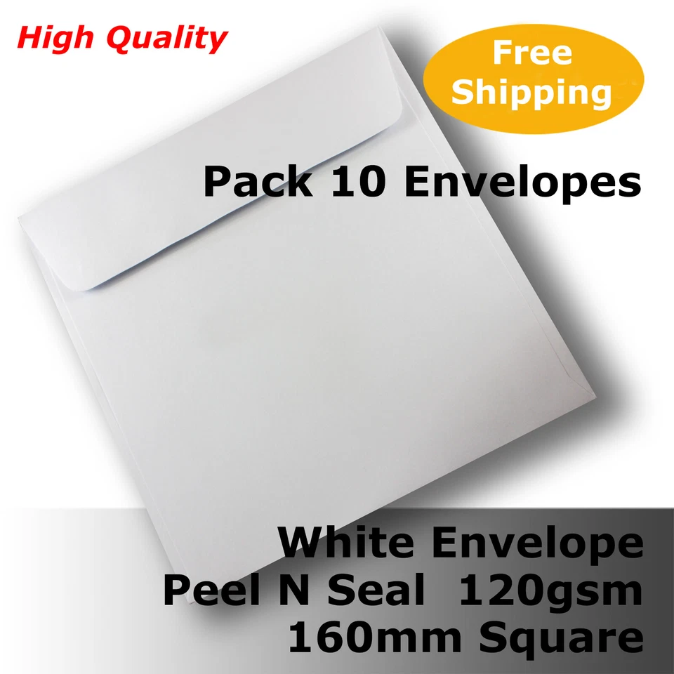 10 Envelopes HQ White 160mm Square Wallet Shape 120gsm Peel N Seal #E50CX #YDGG - image 1 of 1
